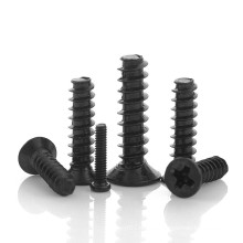 Black Carbon Steel M1.2 M1.4 M1.5 M1.7 M2 M2.3 M2.6 M3 M4 Phillips Countersunk Head Self-tapping Self Tapping Screw for Plastic